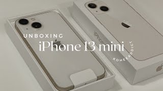 unboxing iPhone 13 mini in 2022 +  accessories | (not that aesthetic) | Starlight🤍