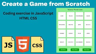 Learn how to make a game in JavaScript. Memory Words Game in JS HTML CSS