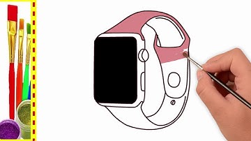 How to Draw an Apple Watch Tutorial Step by Step - Easy Drawing coloring pages for kids