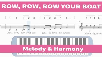 Row, Row, Row Your Boat - Melody & Harmony - Melodica Sheet Music - Nursery Rhyme