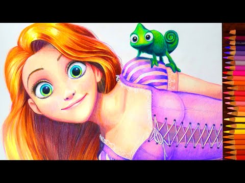 Drawing Rapunzel Coloredpencil 塔の上のラプンツェル イラスト 色鉛筆で描いてみた 使用画材 練習方法 Youtube