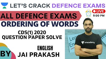Ordering of Words (Part-3)| Target CDS/CAPF/NDA/AFCAT 2020-2021 | Jai Prakash
