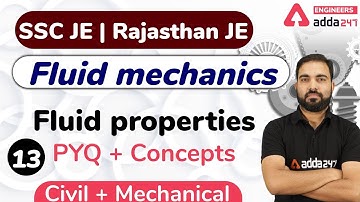 Fluid mechanics | Fluid properties2 | PYQ| Lec-13 | CIVIL + MECHANICAL | SSC JE  | Rajasthan Free