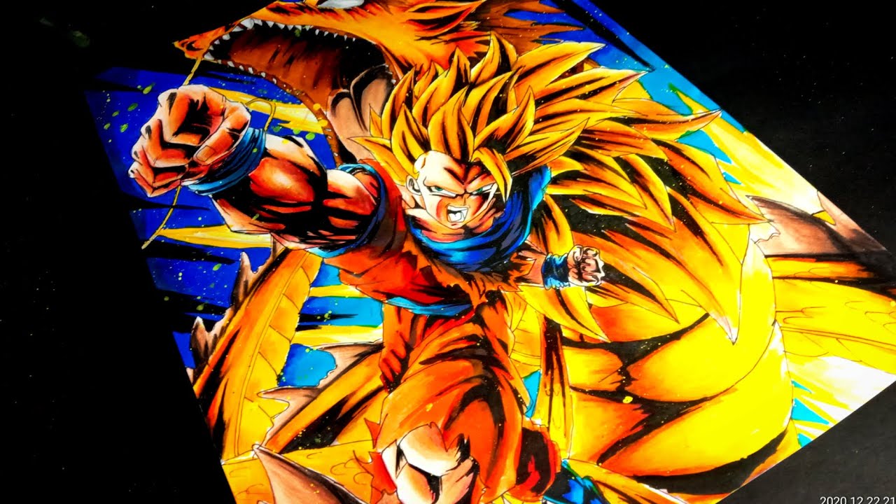 How to draw Goku Super Saiyan 3, Dragonball art