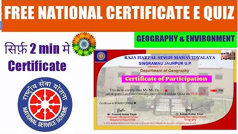 National Level Certificate Quiz l Environment and Geography Quiz l FREE CERTIFICATE QUIZ ll #quizez