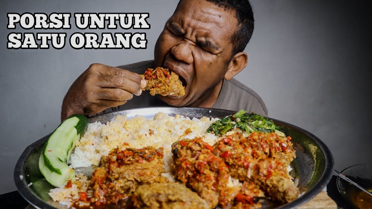 PEDAS NYA NAGI! MUKBANG aku AYAM GEPREK PORSI 5 ORANG 