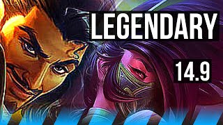 AKSHAN vs AKALI (MID) | 6 solo kills, Legendary, 700+ games | NA Grandmaster | 14.9