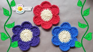 6 Petal Flower Coaster or Applique  Crochet Pattern & Tutorial