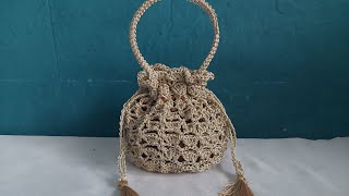 Crochet DIY - Crochet Draw String purse for wedding purposes