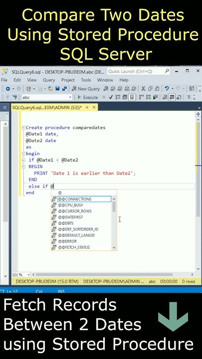 Compare Dates Stored procedure #sqlserver - YouTube