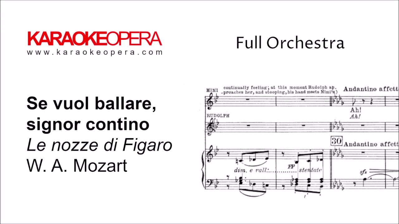 Karaoke Opera: Se vuol ballare - Le Nozze di Figaro (Mozart) Orchestra only  with score - YouTube