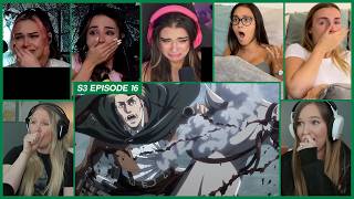 [GIRLS REACT] Erwin's Last Speech | Attack on Titan Season 3 Ep 16 Girl Reaction Mashup