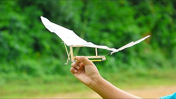 How to make Flying Bird (Ornithopter) - Amazing Rubber Band Powered Toy