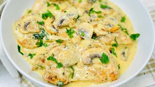 Creamy Garlic Mushroom Chicken Recipe | One-Pan Chicken Recipe | Garlic Mushroom Cream Sauce