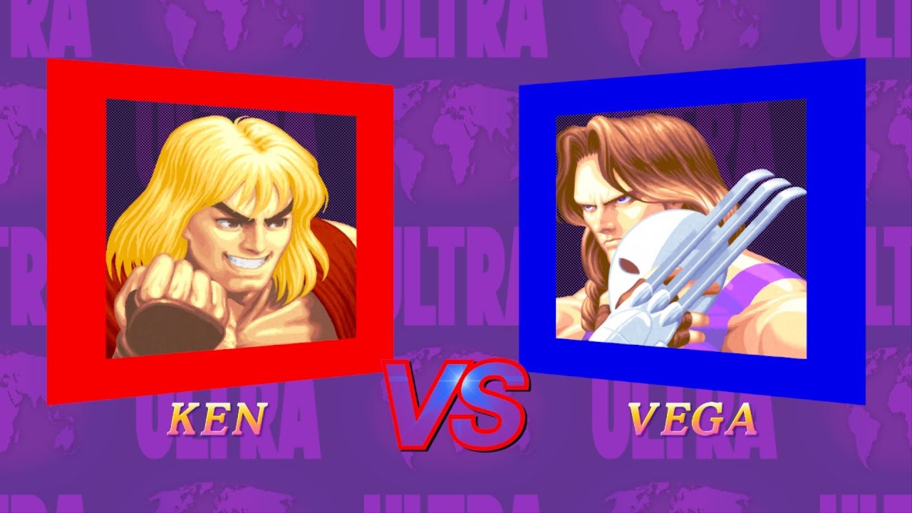 Retro RARE! Street Fighter 12cm Ruler Ken vs Vega JAPAN GAME