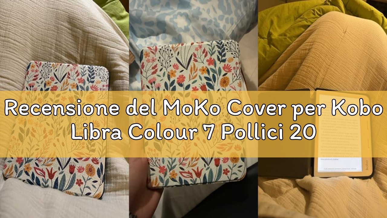 MoKo Custodia per Kobo Libra Colour 7 Pollici 2024, Fiorellino Foglie Blu | Ultra Sottile Leggera, con Funzione Auto Wake/Sleep, Custodia Protettiva per Lettore Ebook in TPU Morbido
