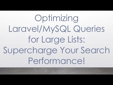 Optimizing Laravel/MySQL Queries