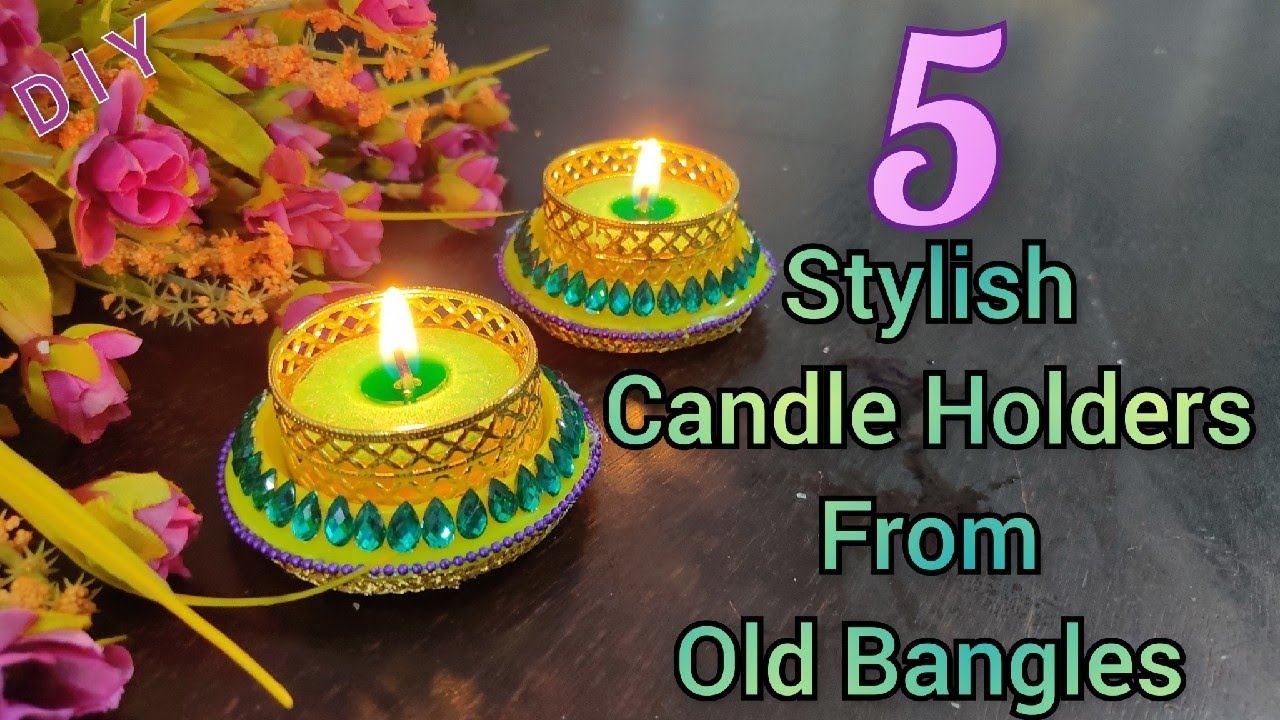 5 Stylish Candle Holders from Old Bangles | Tealight Candle Holders Making At Home/Candle Holder DIY