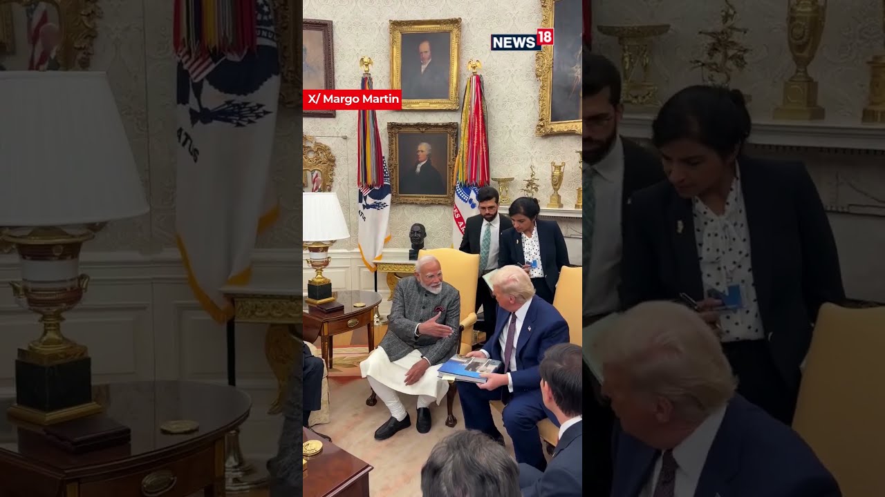 President Trump Gifts Prime Minister Modi His Book Our Journey Together PM Meet N18S