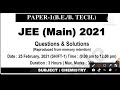 JEE Mains 25 Feb 2021 Chemistry Answer Key, Answer Key of Chemistry, Jee Mains Answer Key