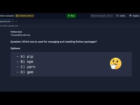 Python Quiz #53: Python Basics |  Python MCQs | Python For Beginners  #yasirbhutta