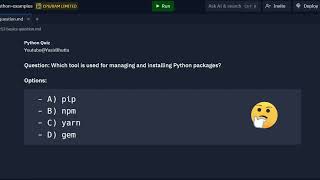 Python Quiz #53: Python Basics |  Python MCQs | Python For Beginners  #yasirbhutta
