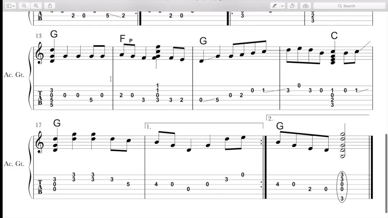 Guitar Tab Chart