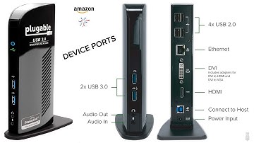 Plugable USB 3.0 Universal Laptop Docking Station Dual Monitor for Windows and Mac
