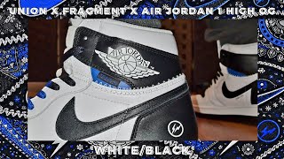 Union x Fragment x Air Jordan 1 High OG 'White/Black' On Feet