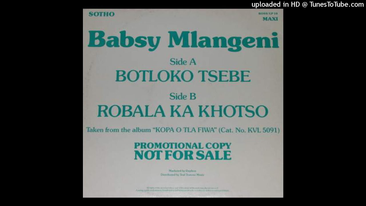 Babsy Mlangeni - Robala Ka Khotso (12'' Version 1990)