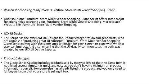Furniture Store Multi Vendor Shopping Script