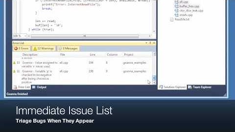 Goanna Static Analysis in Visual Studio 2010
