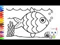 Pagina di colorazione pesce | Come disegnare e colora per i bambini