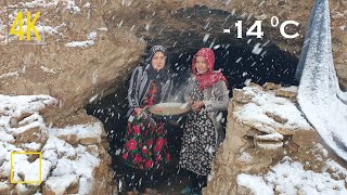 Cold Winter | Cooking delicious okra in a cave | Afghanistan village life Documentary 4K