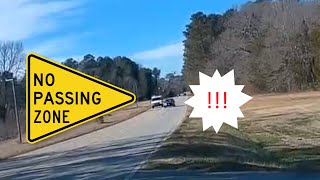 Nearly a head on collision - Passing on a solid line