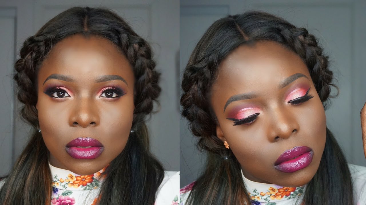 PINK SPRING FULL COVERAGE MAKEUP TUTORIAL Dark Skin YouTube