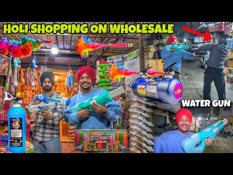 Holi Stash Shopping On Wholesale 😍  Pichkari , Colour Cylinder , Gulal