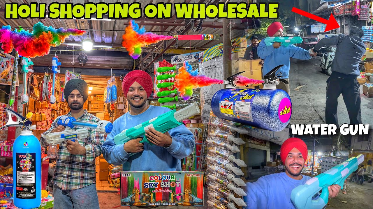 HOLI STASH SHOPPING ON WHOLESALE 😍  PICHKARI , COLOUR CYLINDER , GULAL
