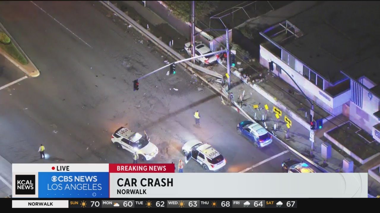 2 sent to hospital after car crashes into building in Norwalk