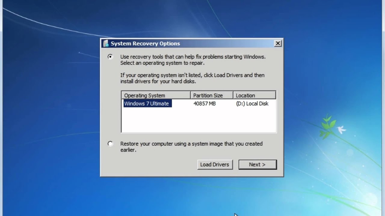 windows 7 system restore wrong drive