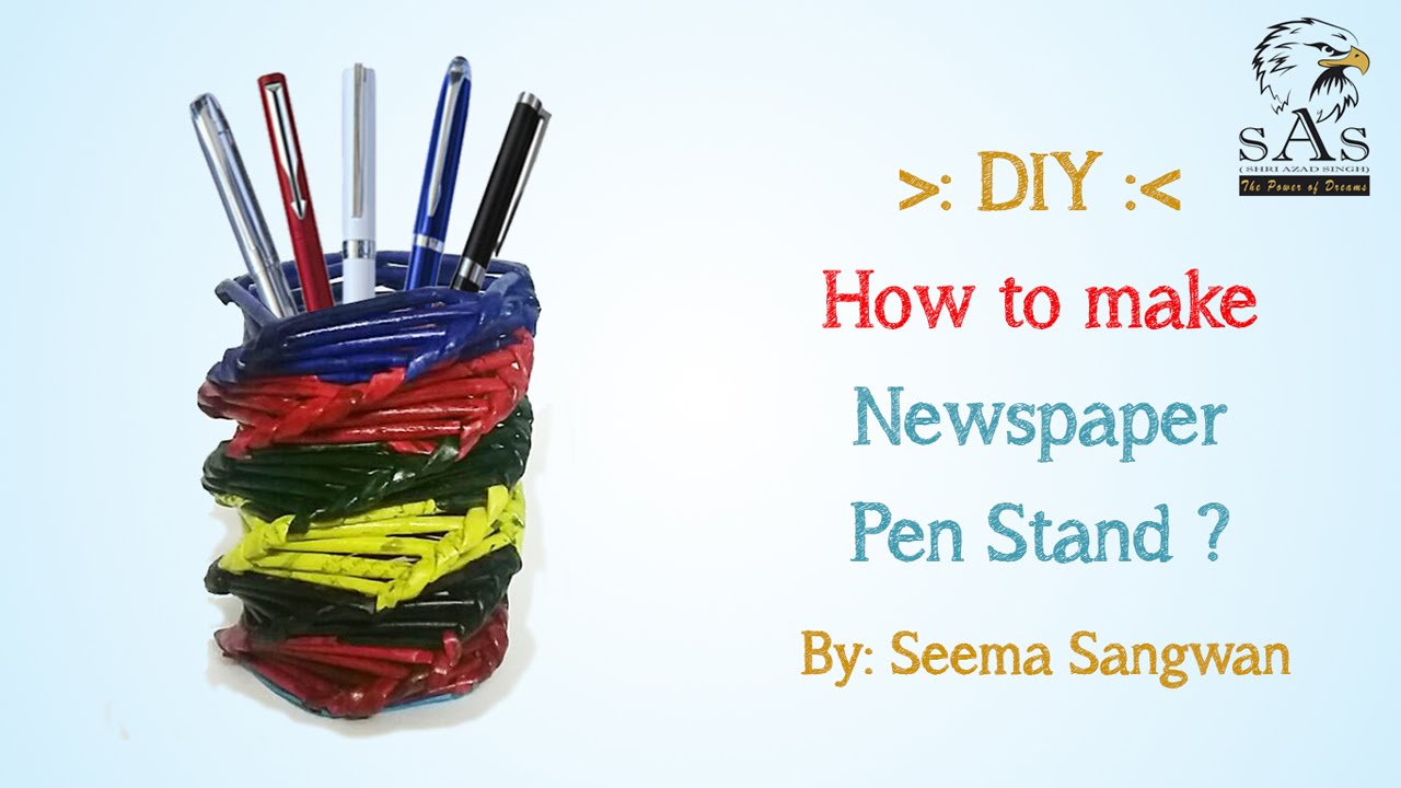 How to make Newspaper Pen Stand | DIY 5 Easy Paper Crafts - YouTube