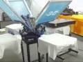4 color 4 station screen printing t-shirt printing machine working video 006026