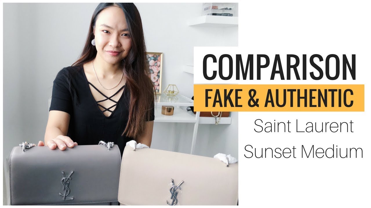 Saint Laurent bag real vs fake. How to spot counterfeit YSL Kate Monogram  handbag 