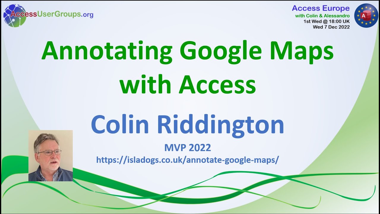 AEU10: Annotate Google Maps in Access (Colin Riddington) - YouTube