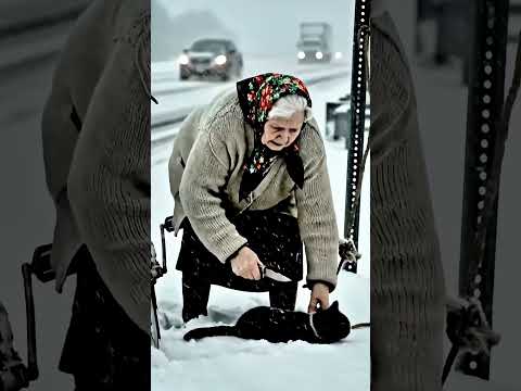 Tied Up In The Snow Grandma Warmed The Frozen Cat Catrescue Winter Snowstorm Grandma 