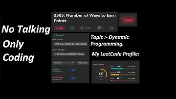 2585. Number of Ways to Earn Points | LeetCode | Hard | Dynamic Programming | No Talk Only Coding.