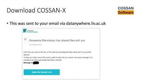 Getting the Software - COSSAN-X
