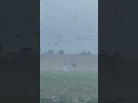 Delaware storm sends beach umbrellas to sea at Bethany Beach | USA TODAY #Shorts