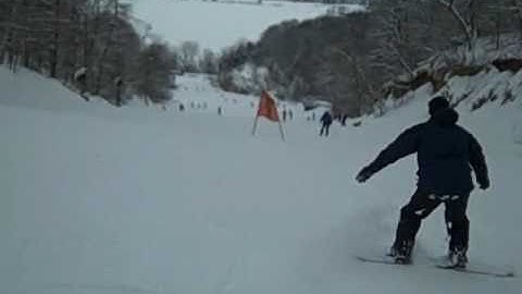 First Day Snowboarding - Heelside Falling Leaf