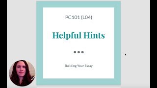 Helpful Hints for PC101 Lesson 04